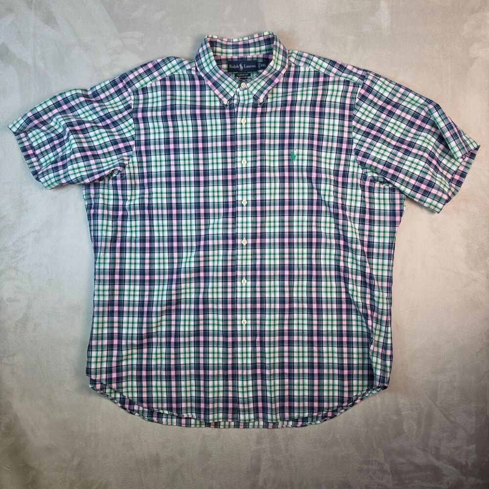 Ralph Lauren Shirt Mens Size 2XL Multicolor Plaid Button-Down Short Sleeve